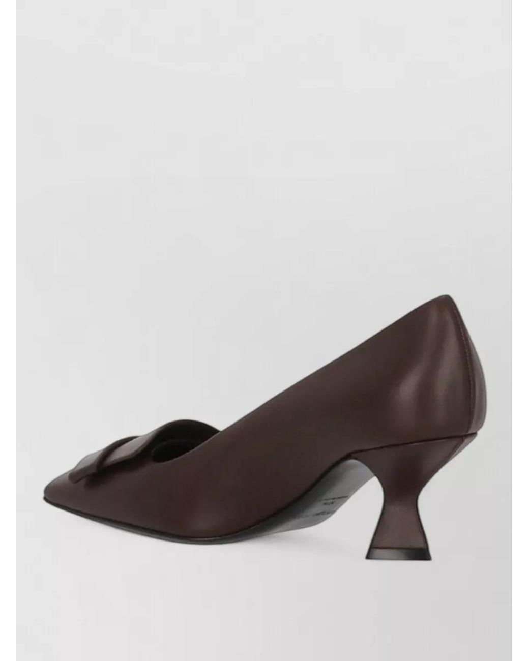 Sergio Rossi Brown Leather Square-Toe High-Heel Pumps