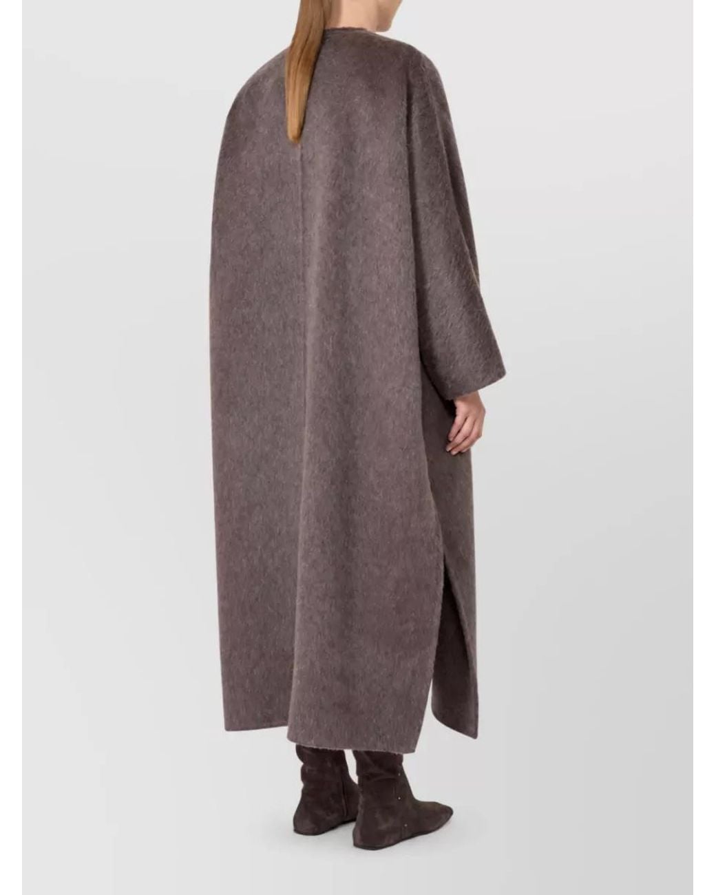 Max Mara Purple Camel Hair Mohair Oversized Double-Breasted Long Coat