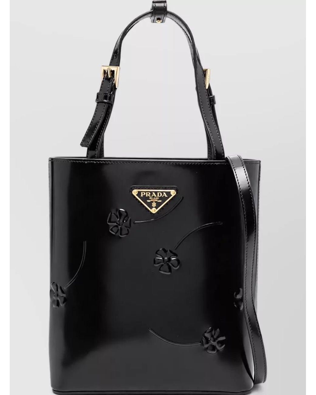 Prada Black Triangle Leather Clutch Bag