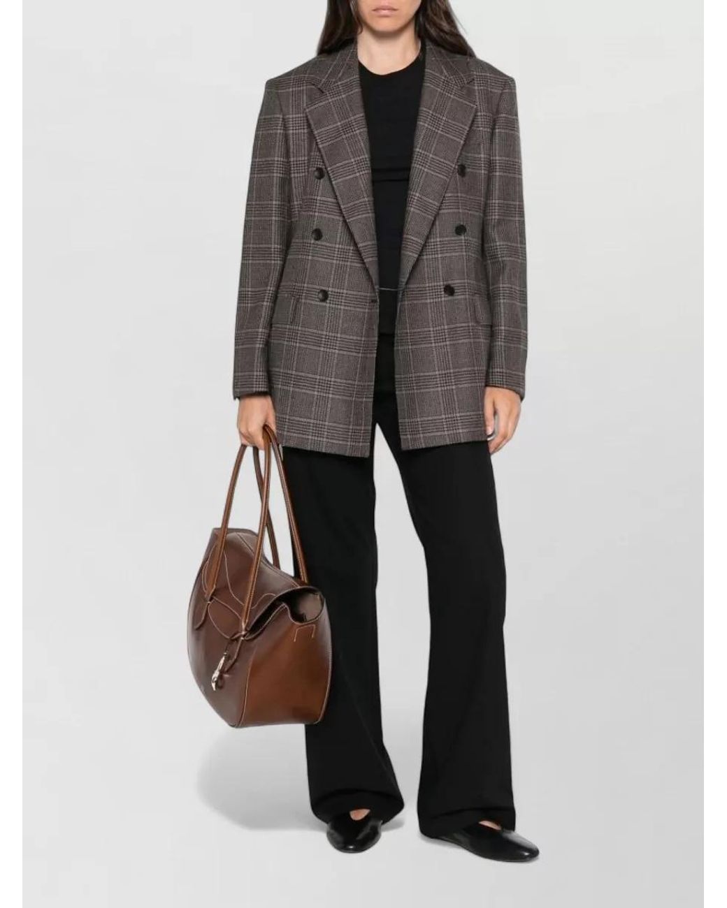 Tagliatore Gray Checked Virgin Wool Double-Breasted Suit Jacket
