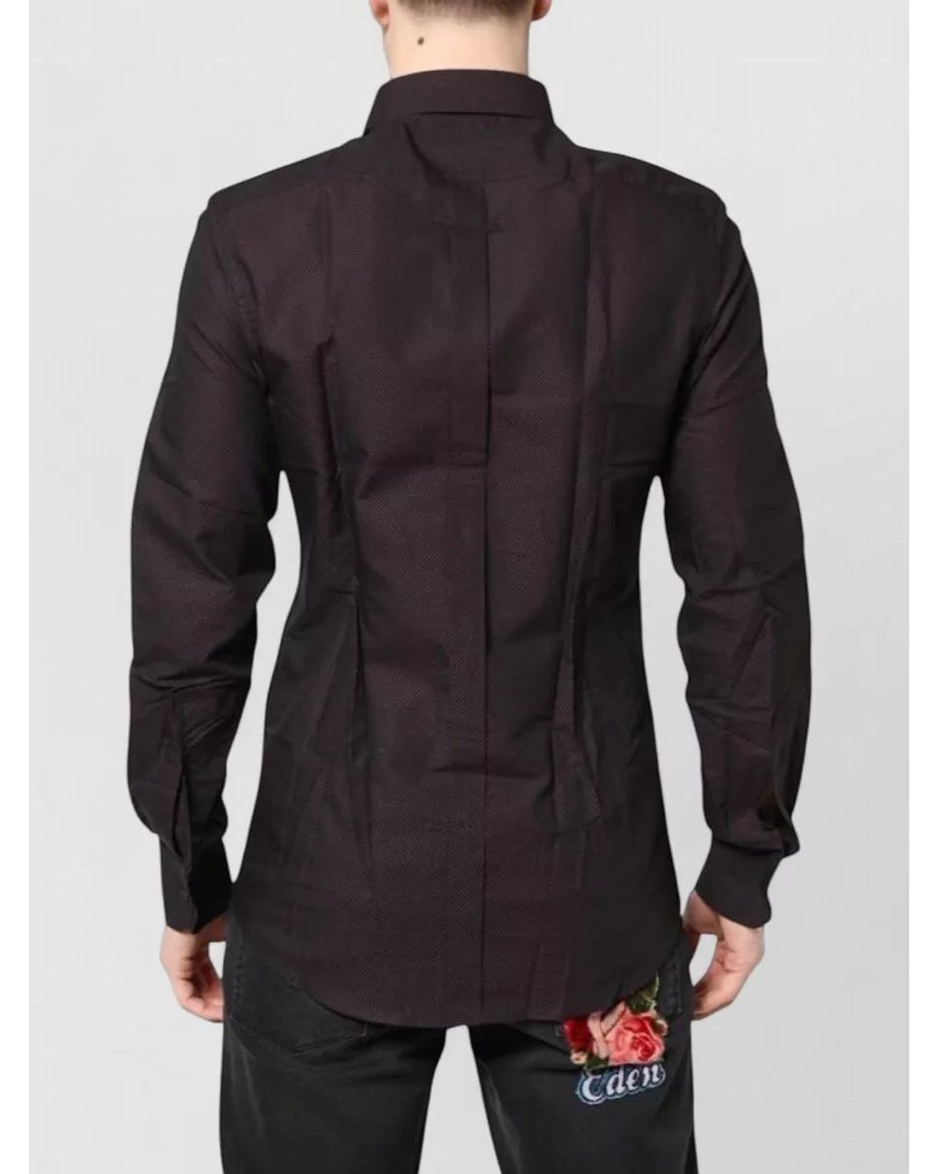 Dolce & Gabbana Black Jacquard Cotton Long-Sleeve Dress Shirt for men