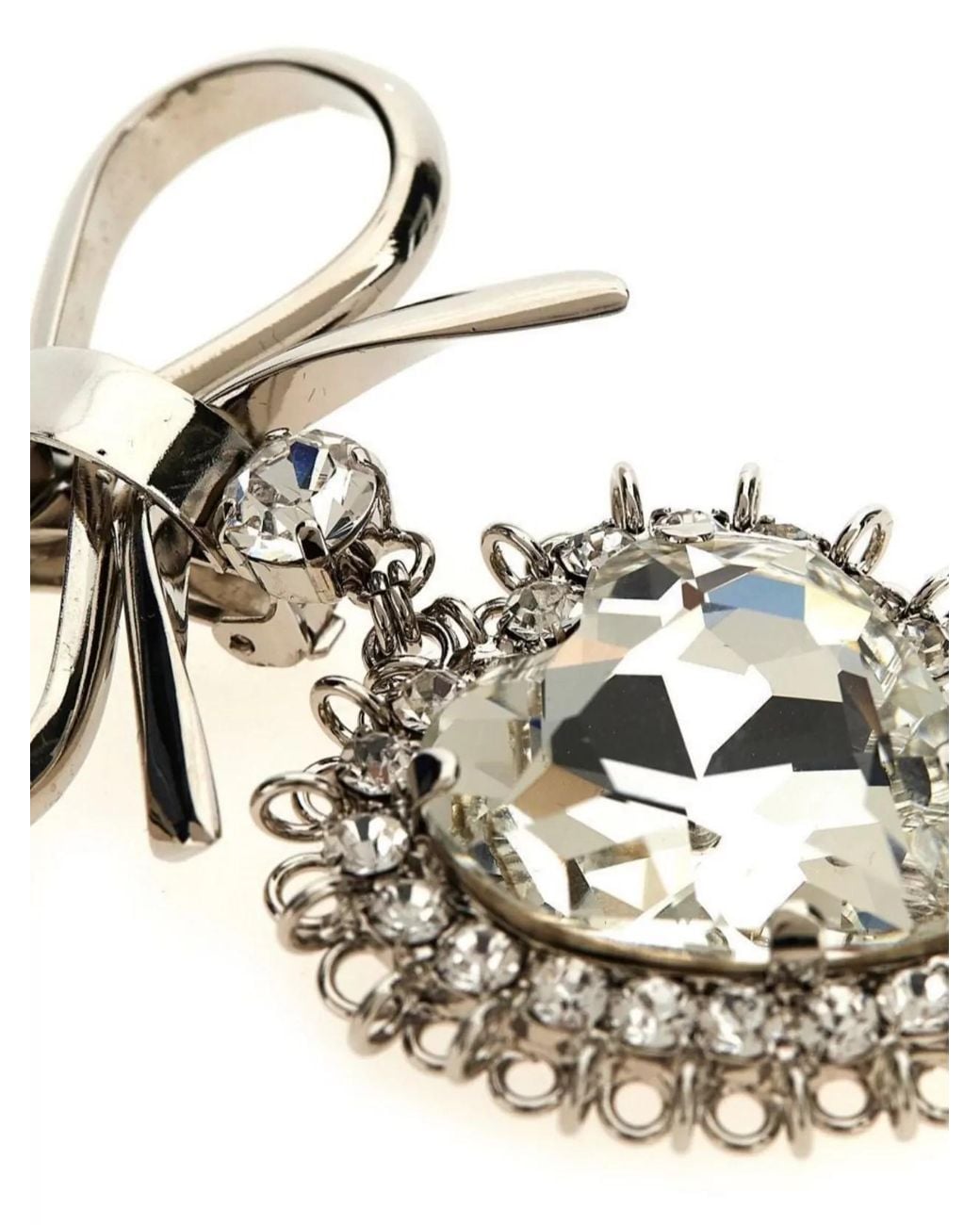 Alessandra Rich Gray Metal Bow Earrings