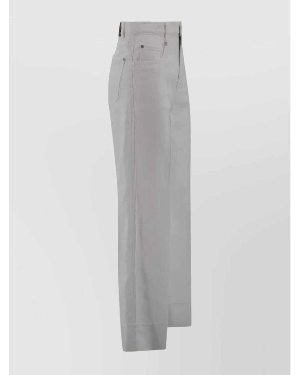 Brunello Cucinelli Gray Cotton Linen Mid-Rise Wide-Leg Jeans