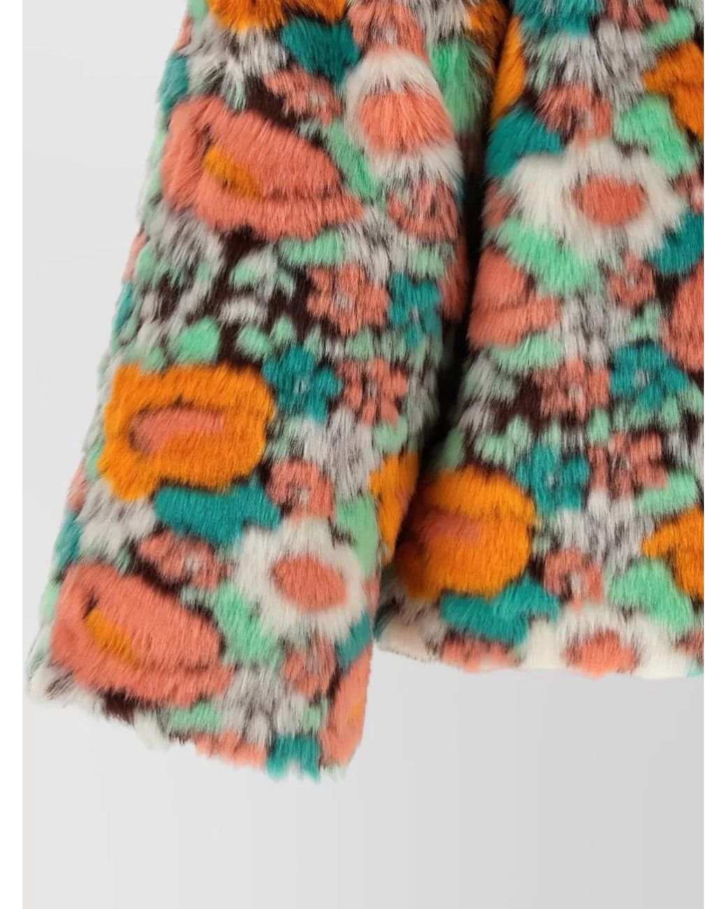 Farm Rio Multicolor Faux Fur Floral-Print Coat