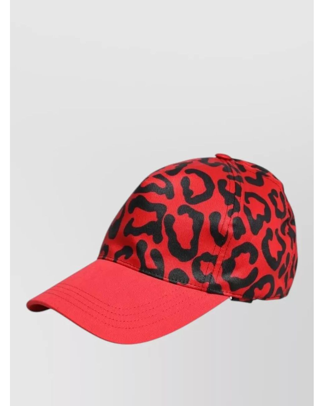 Dolce & Gabbana Red Cotton Leopard-Print Baseball Cap