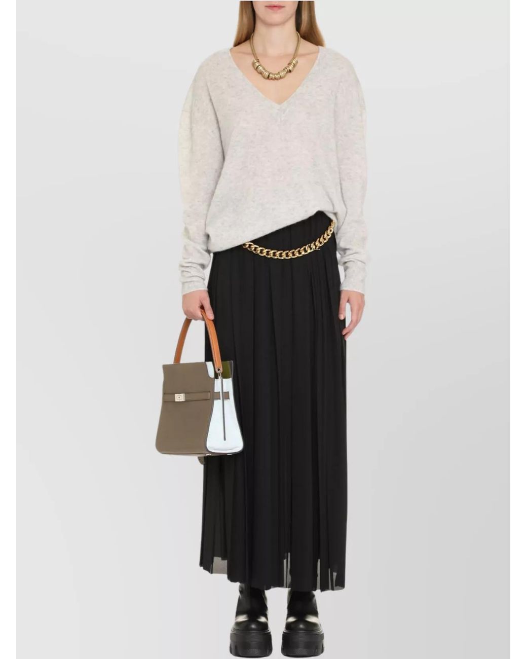 Balenciaga Black High-Waisted Ankle-Length Pleated Skirt