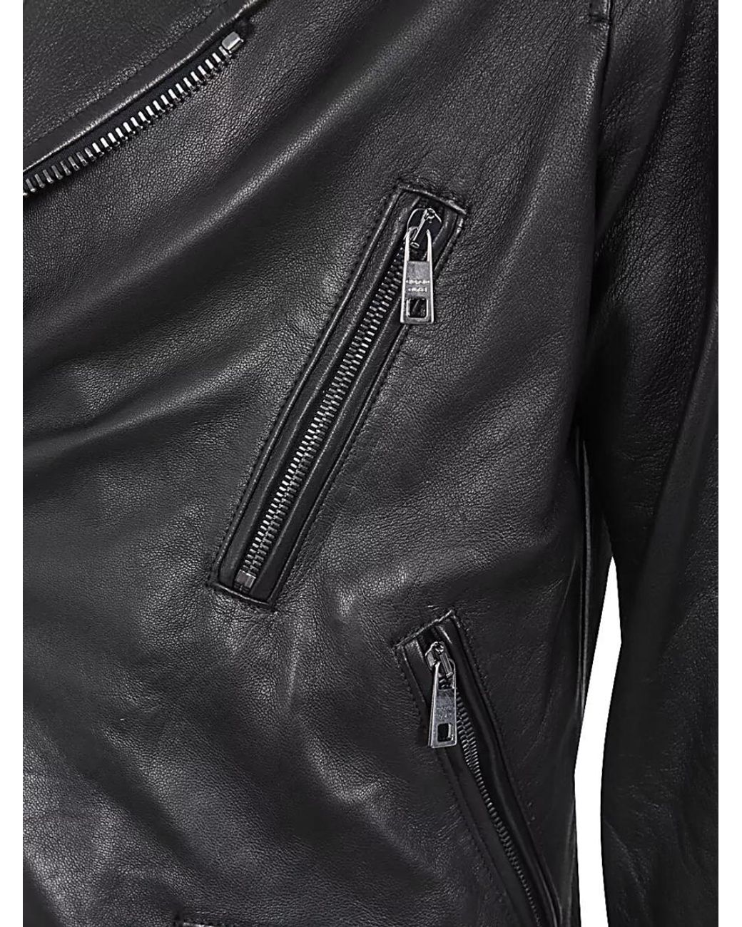 Giorgio Brato Black Leather Biker Jacket for men