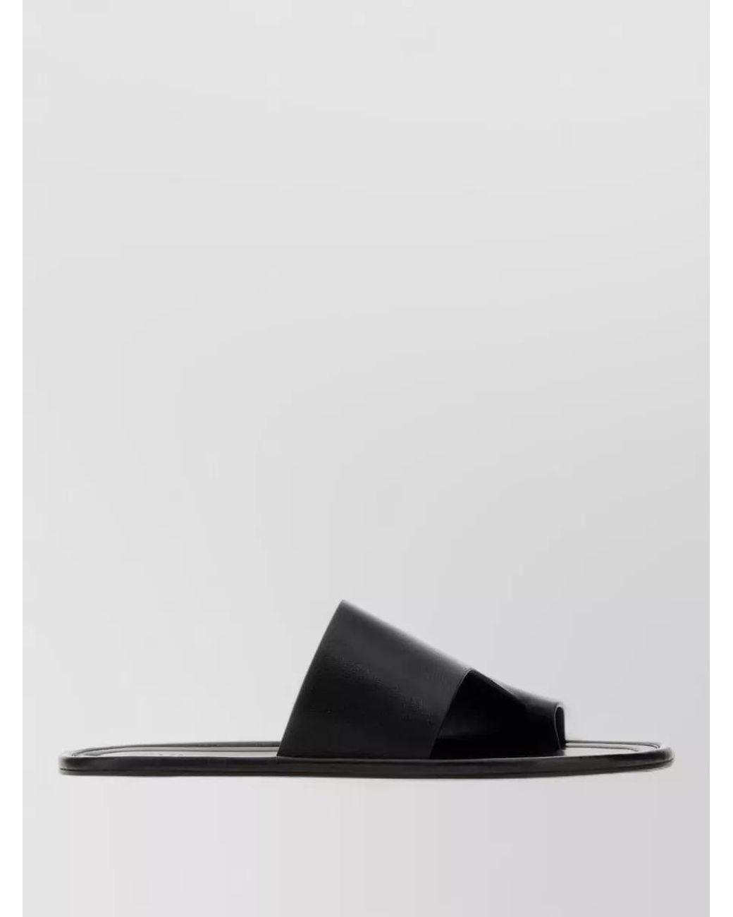 The Row Black Leather Thong Slippers