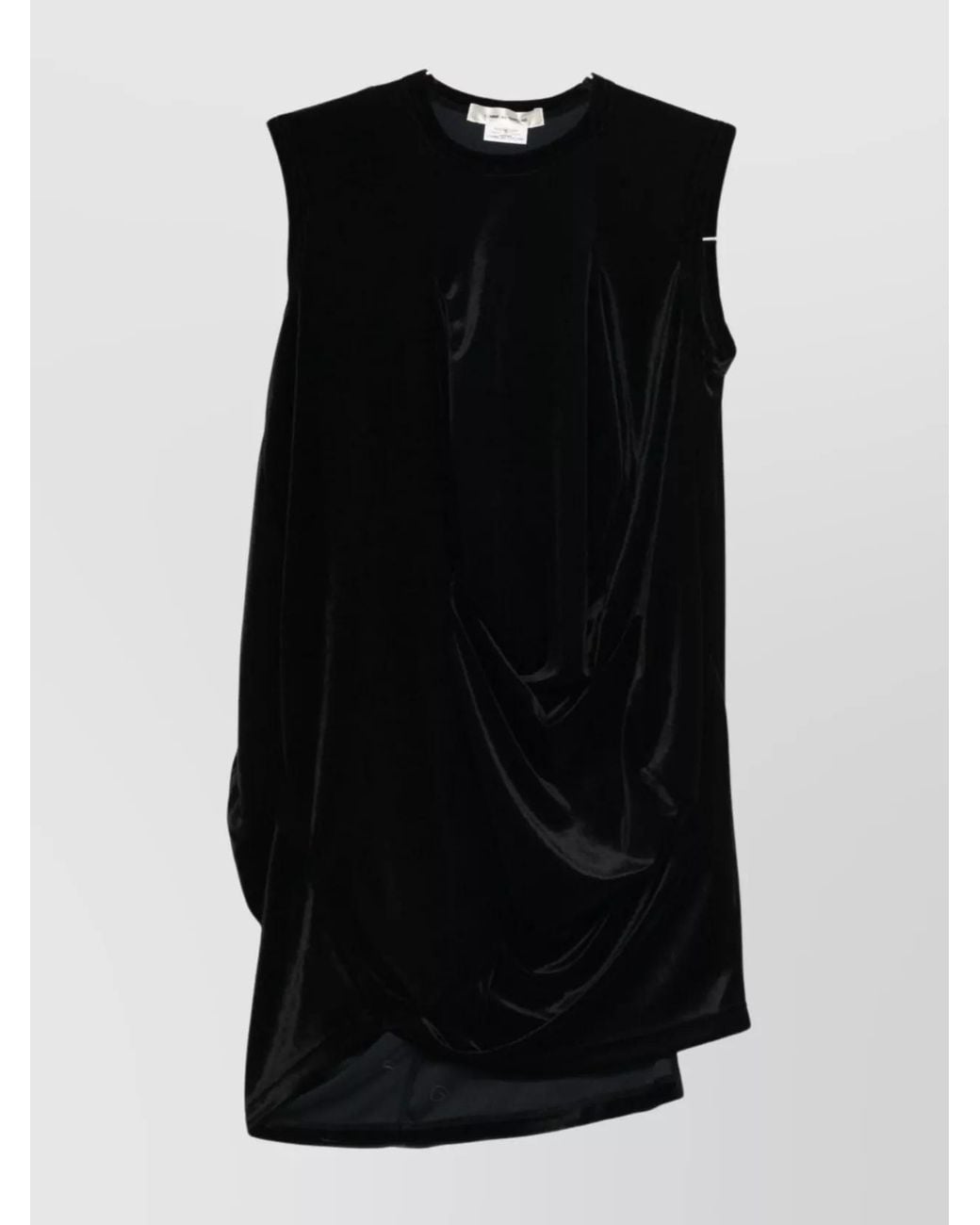 Comme des Garçons Black Cotton Sleeveless Draped Asymmetric T-Shirt Dress