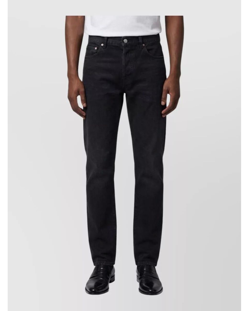 Saint Laurent Blue Cotton Mid-Rise Wide Straight-Leg Jeans for men