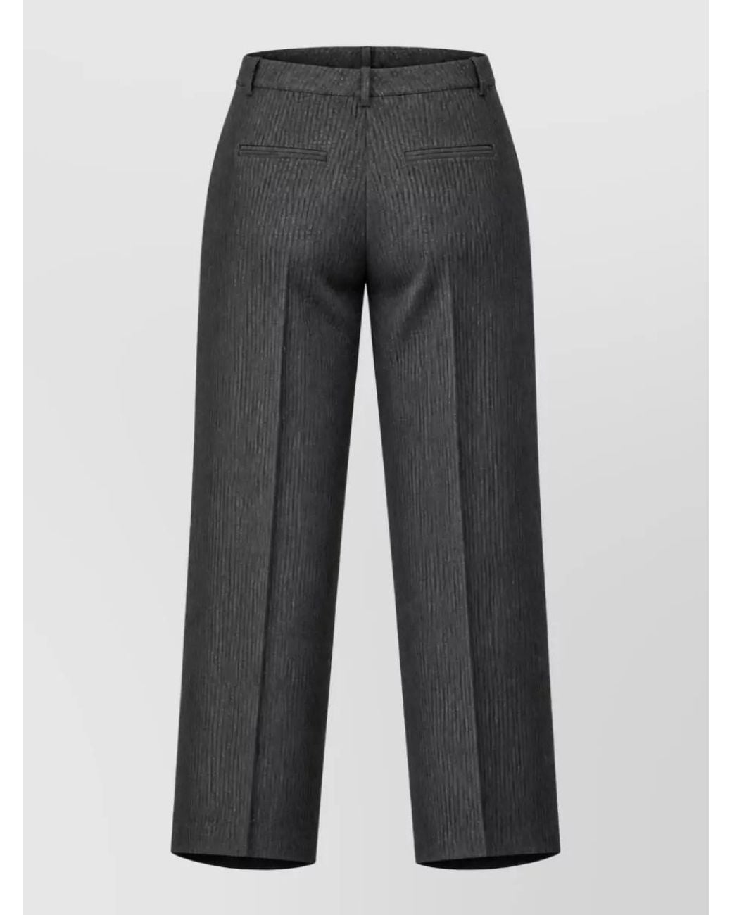 Peserico Gray Ribbed Wide-Leg Trousers