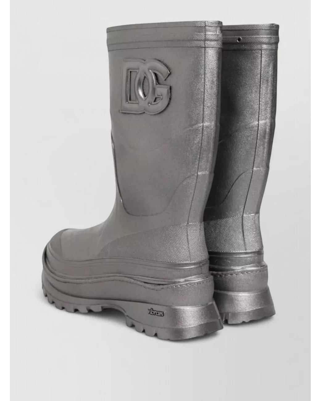 Dolce & Gabbana Gray Metallic Rubber Rain Boots for men