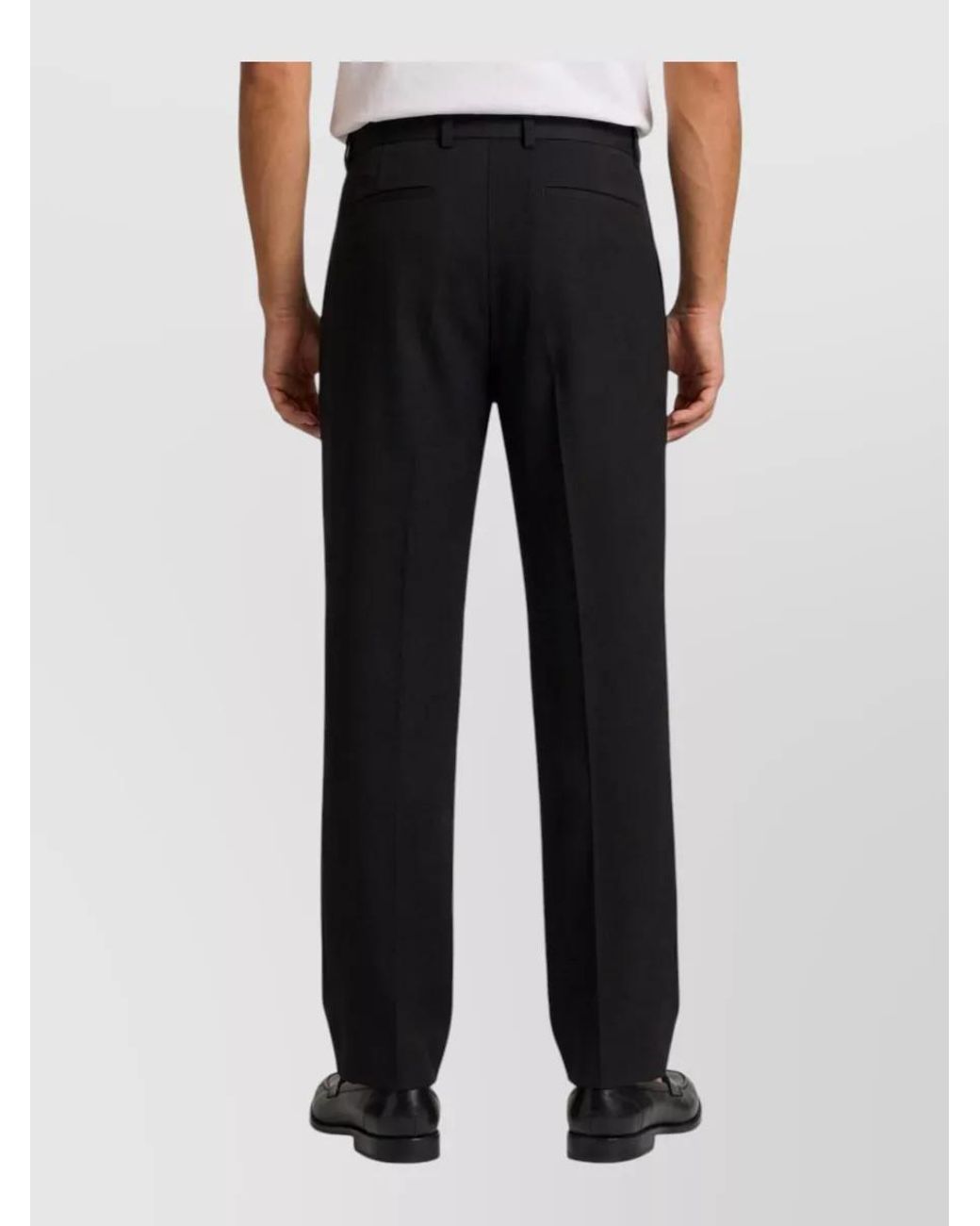 Saint Laurent Black Wool Flannel Mid-Rise Straight-Leg Pleated Trousers for men