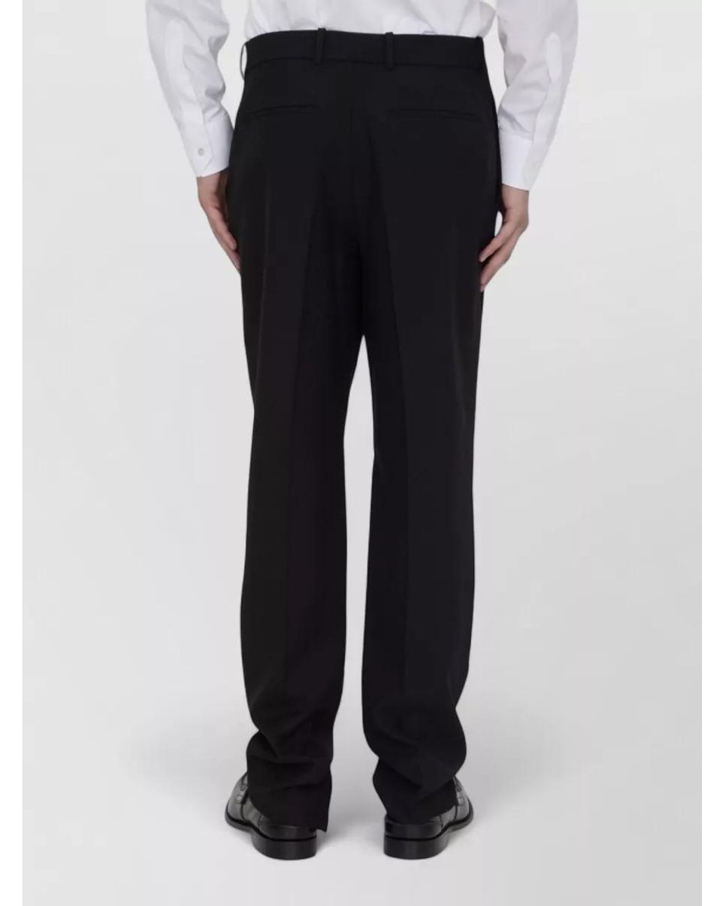 Saint Laurent Black Virgin Wool High-Rise Straight-Leg Trousers for men