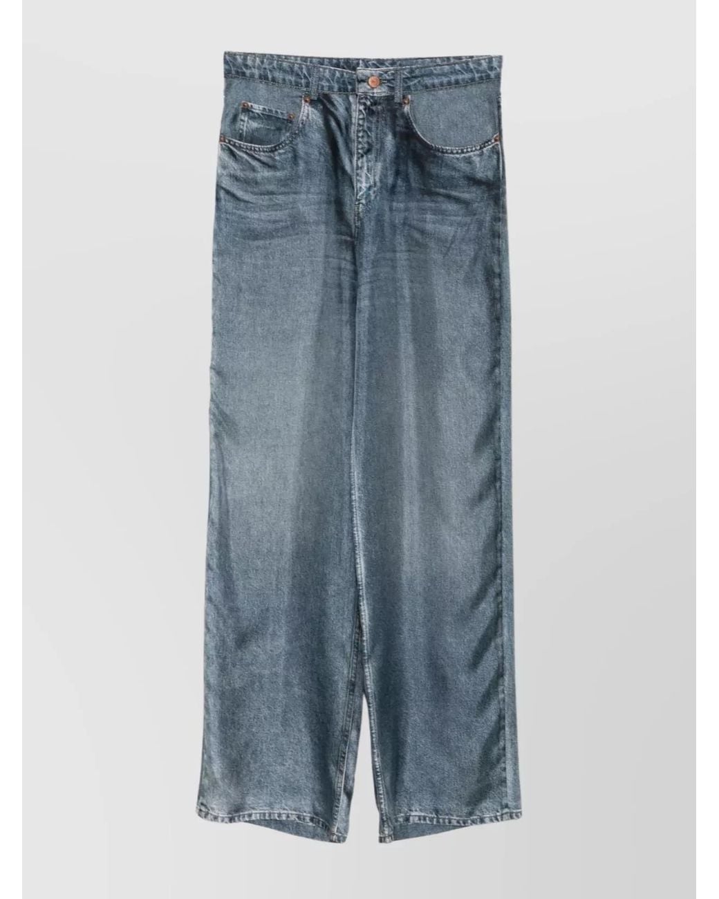 Pierre Louis Mascia Blue Silk High-Rise Wide-Leg Trousers