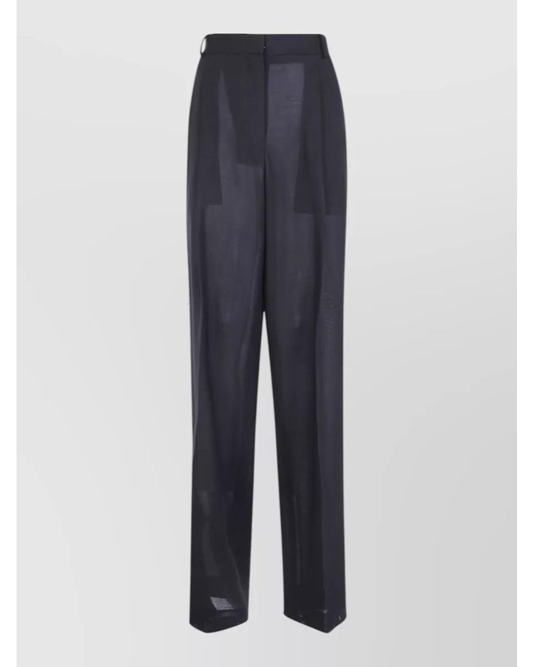Tom Ford Blue Virgin Wool Pleated Wide-Leg Trousers