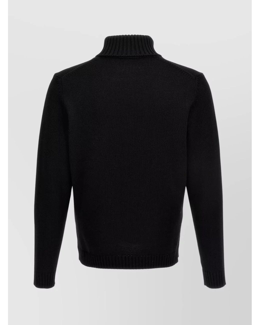 Zanone Black Virgin Wool Turtleneck Long-Sleeve Sweater for men