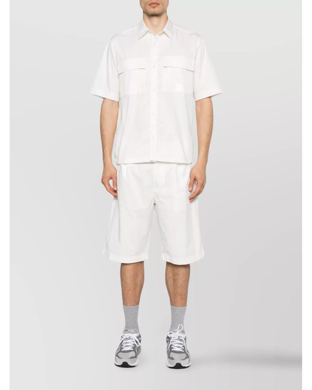 C P Company White Cotton Short-Sleeve Shirt for men