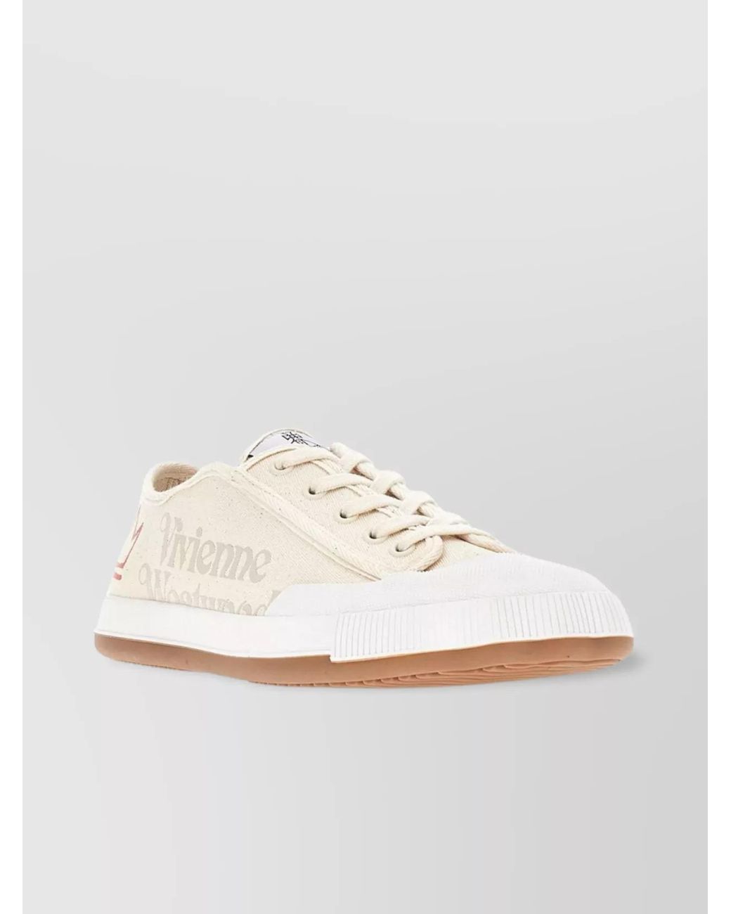 Vivienne Westwood White Logo Print Canvas Low-Top Sneakers for men
