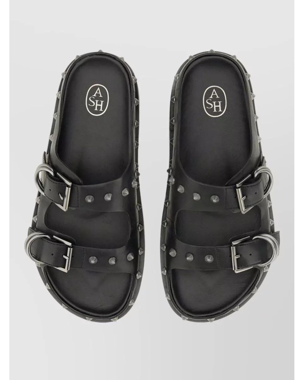 Ash Gray Leather Slides