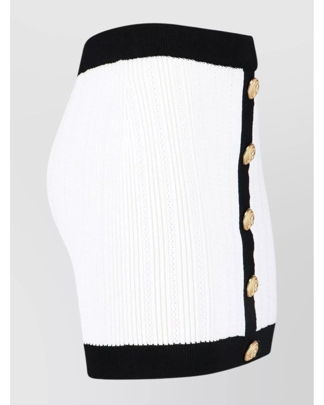 Balmain Black Ribbed Knit Two Tone Mini Skirt
