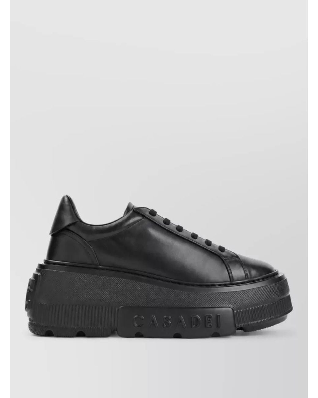 Casadei Black Leather Lace-Up Sneakers