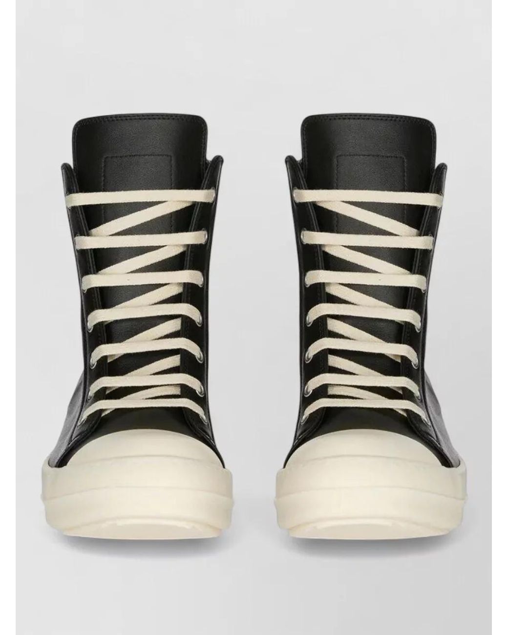 Rick Owens Black Leather High-Top Ankle Boots for men