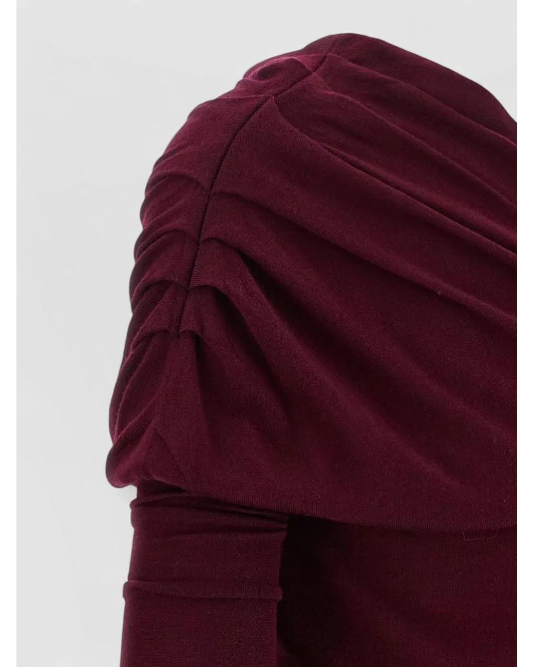 ARMARIUM Purple Cashmere One-Shoulder Asymmetric Draped Maxi Dress