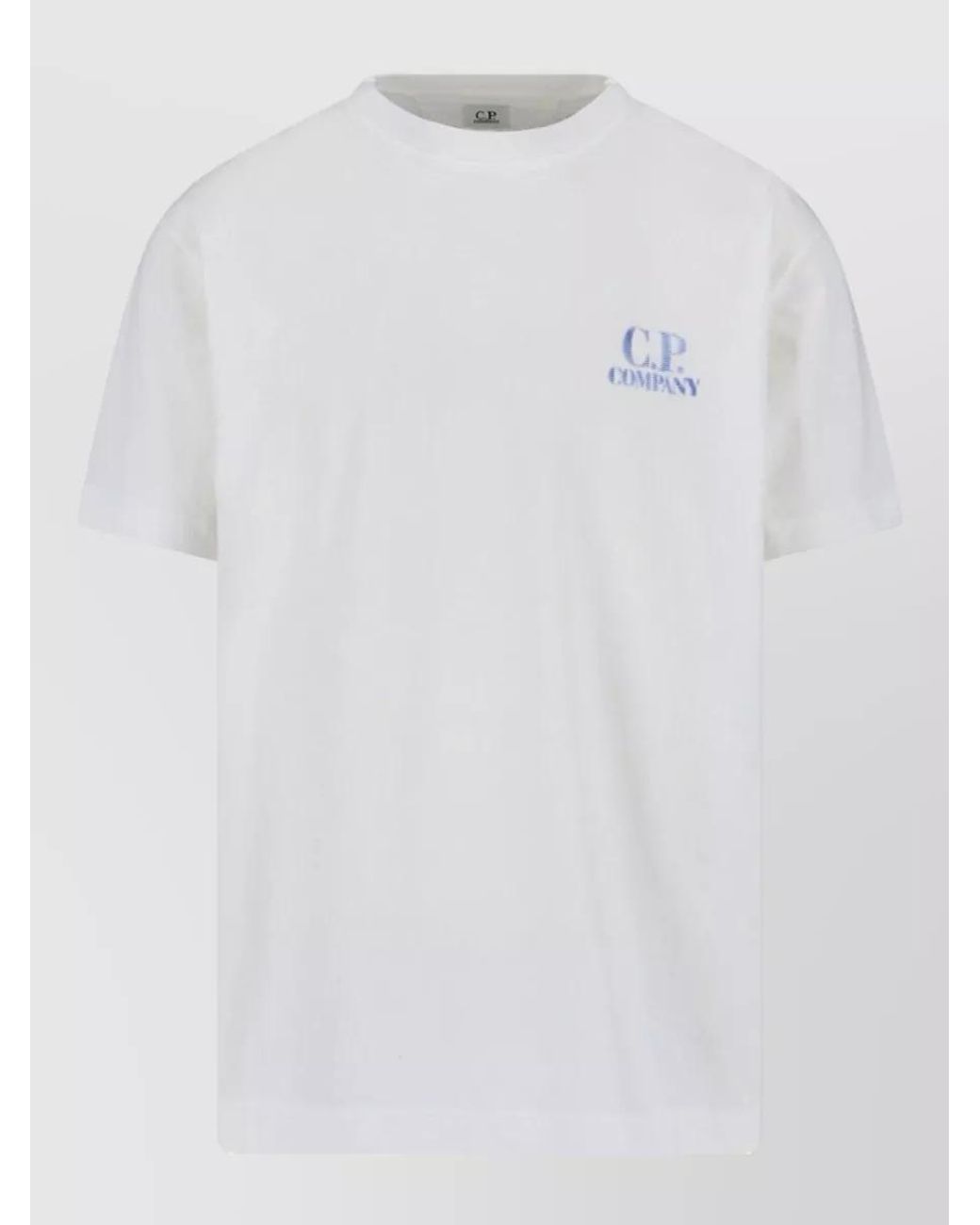 C P Company White Cotton Relaxed-Fit Logo-Print T-Shirt for men
