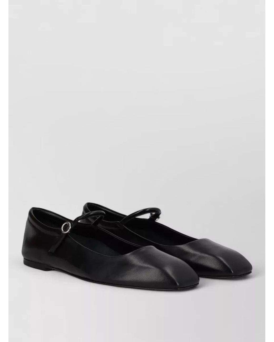 Aeyde Black Leather Mary Jane Ballerina Shoes