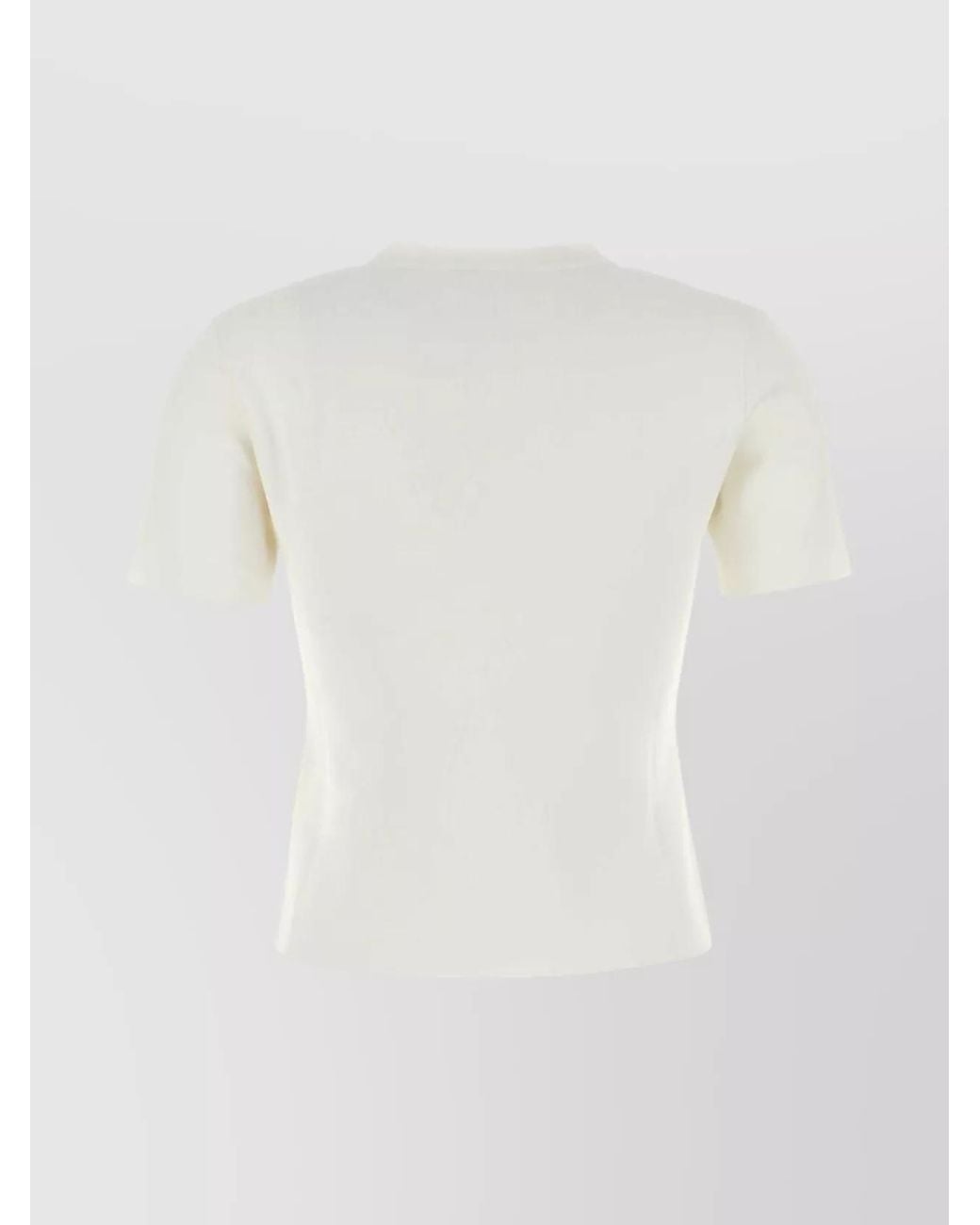 Max Mara White Ribbed Crew Neck Short Sleeve Top
