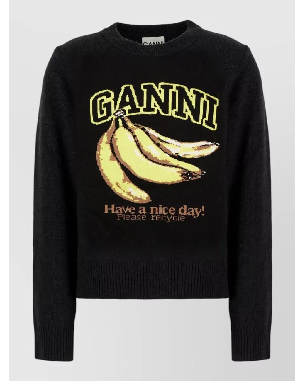 Ganni Black Cotton Sweatshirt