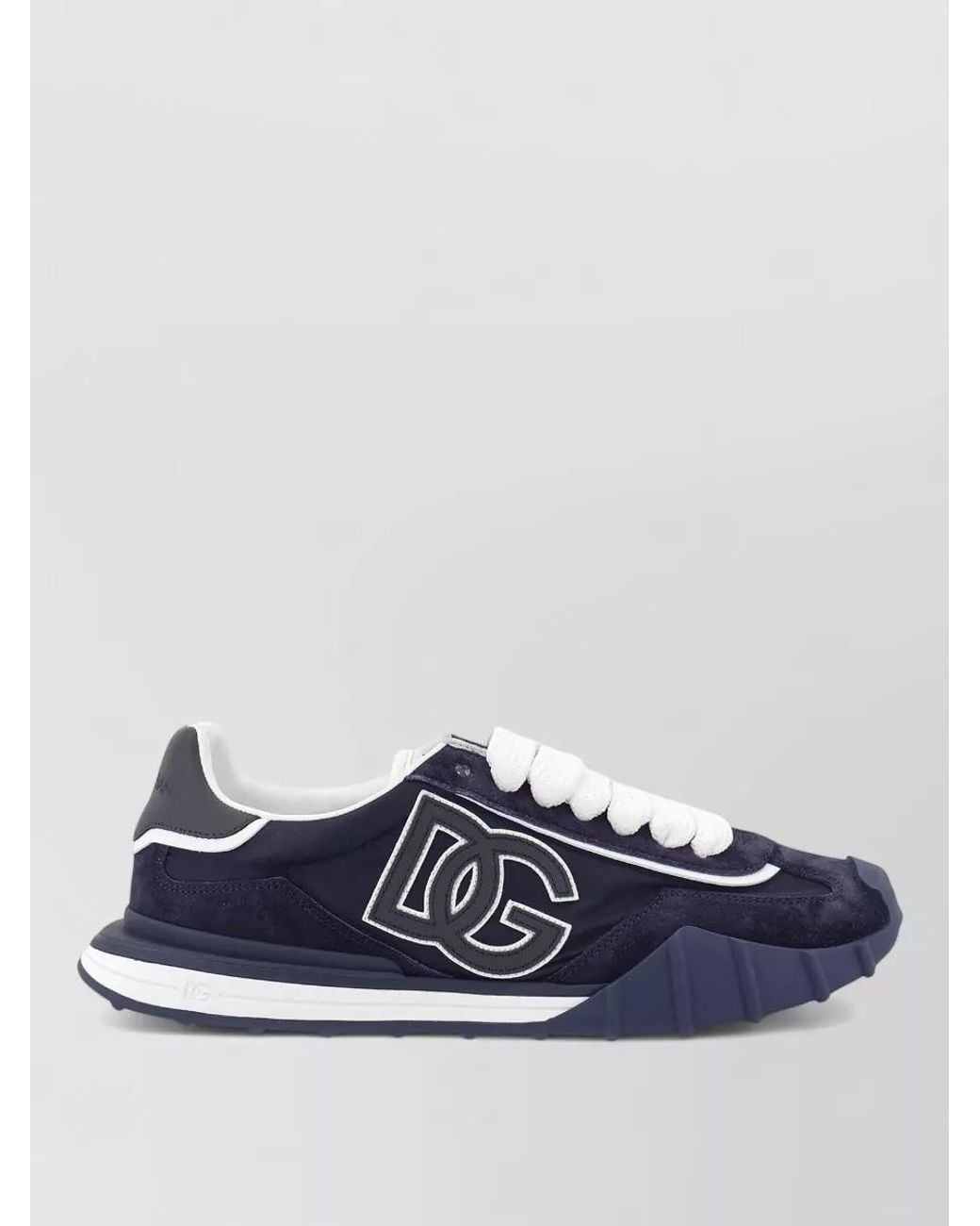 Dolce & Gabbana Blue Suede Panelled Low-Top Sneakers for men