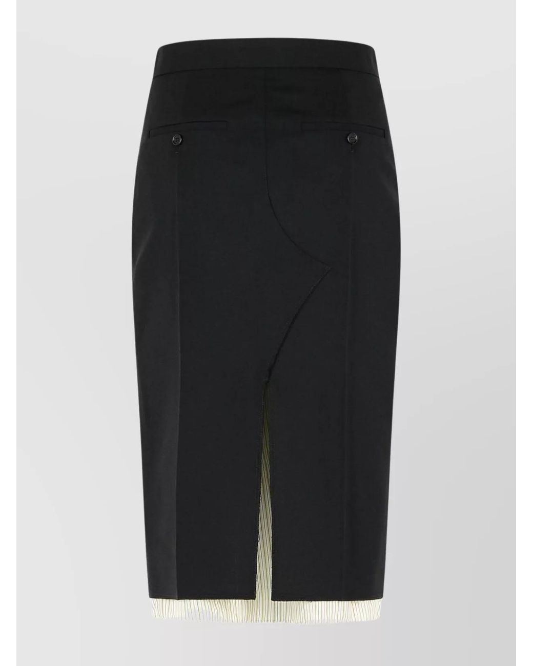 Marni Black Virgin Wool Asymmetric Midi Skirt