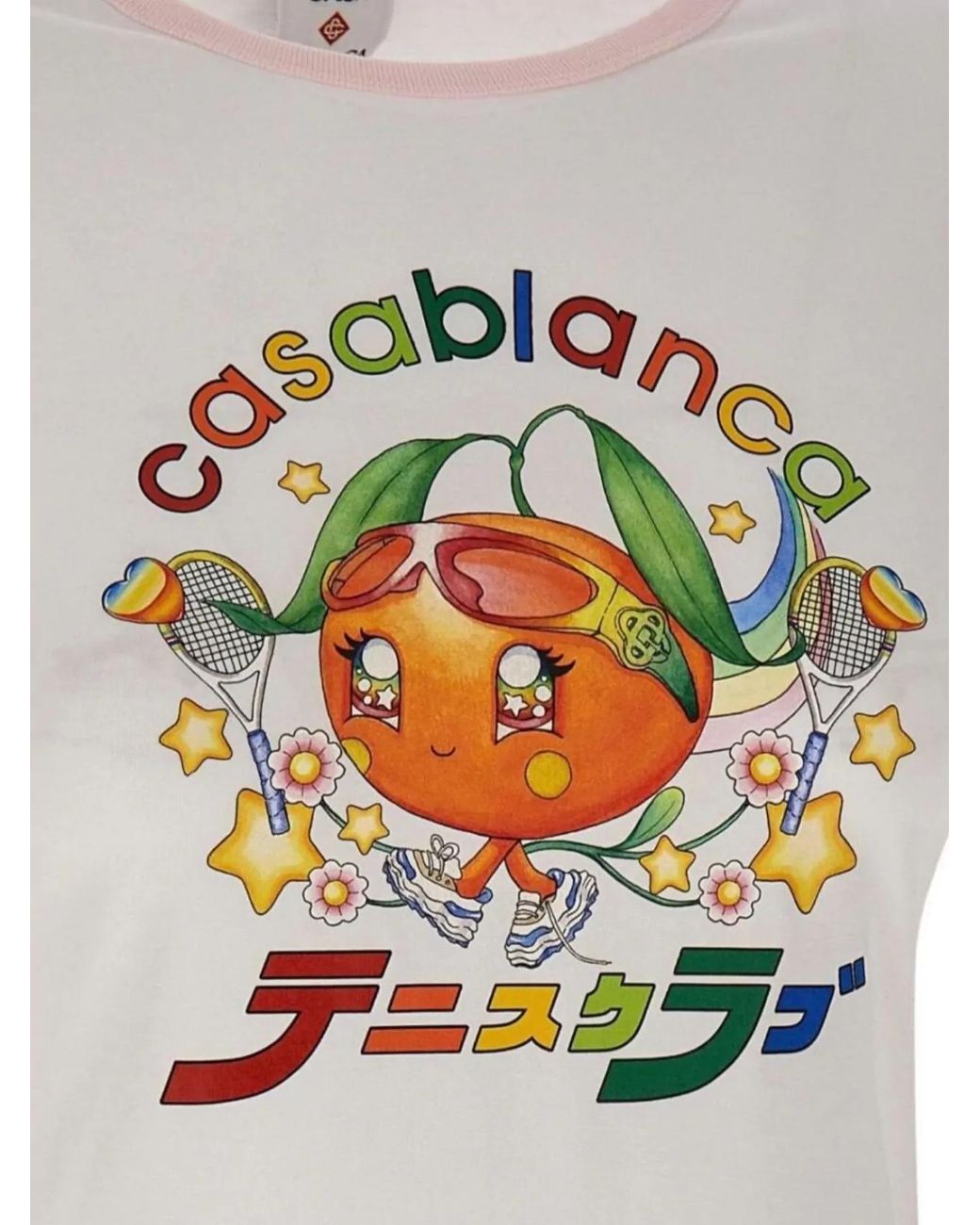 Casablanca Gray Mascot Ringer Cotton T-Shirt