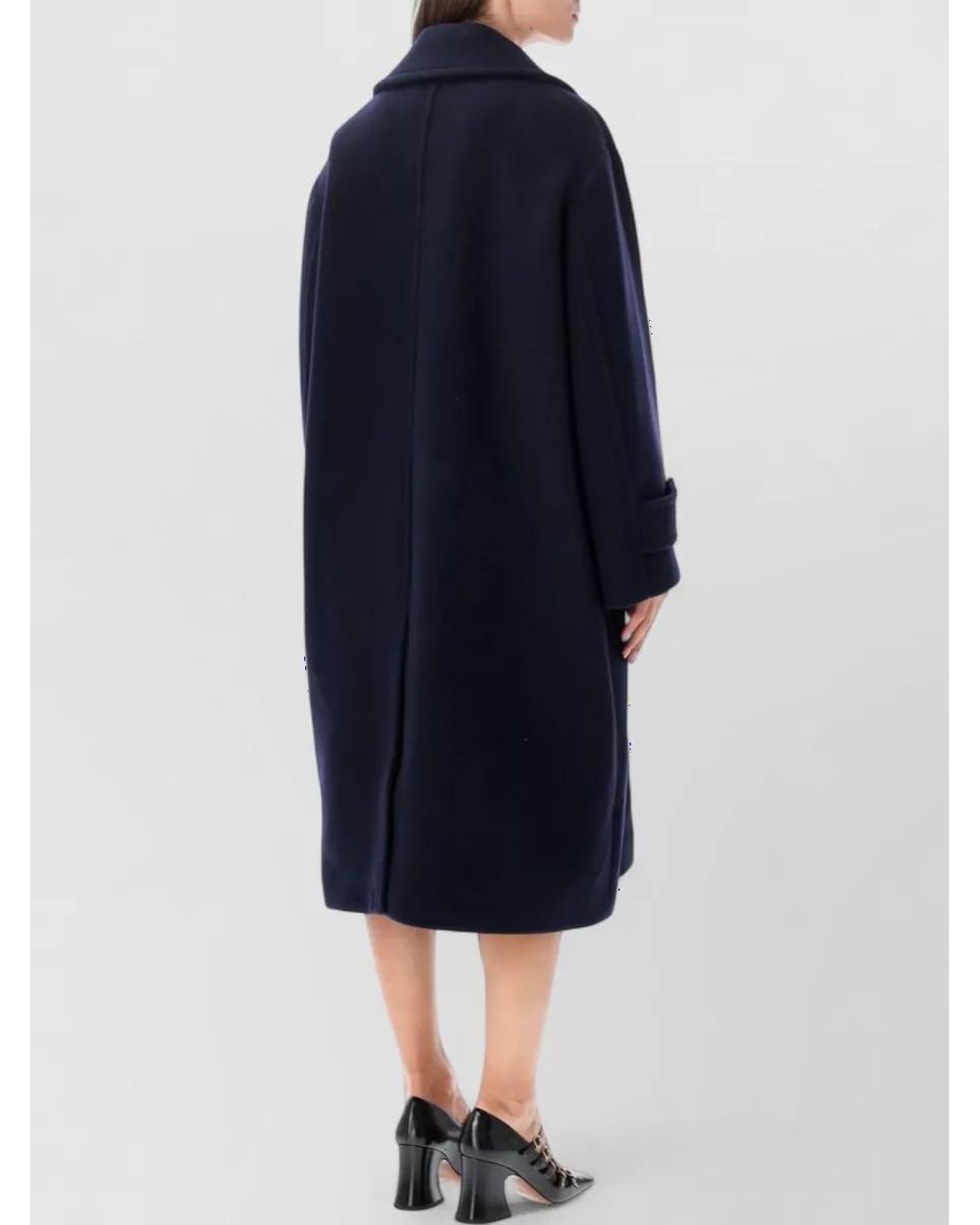 Chloé Blue Wool Oversized Long Double Breasted Coat