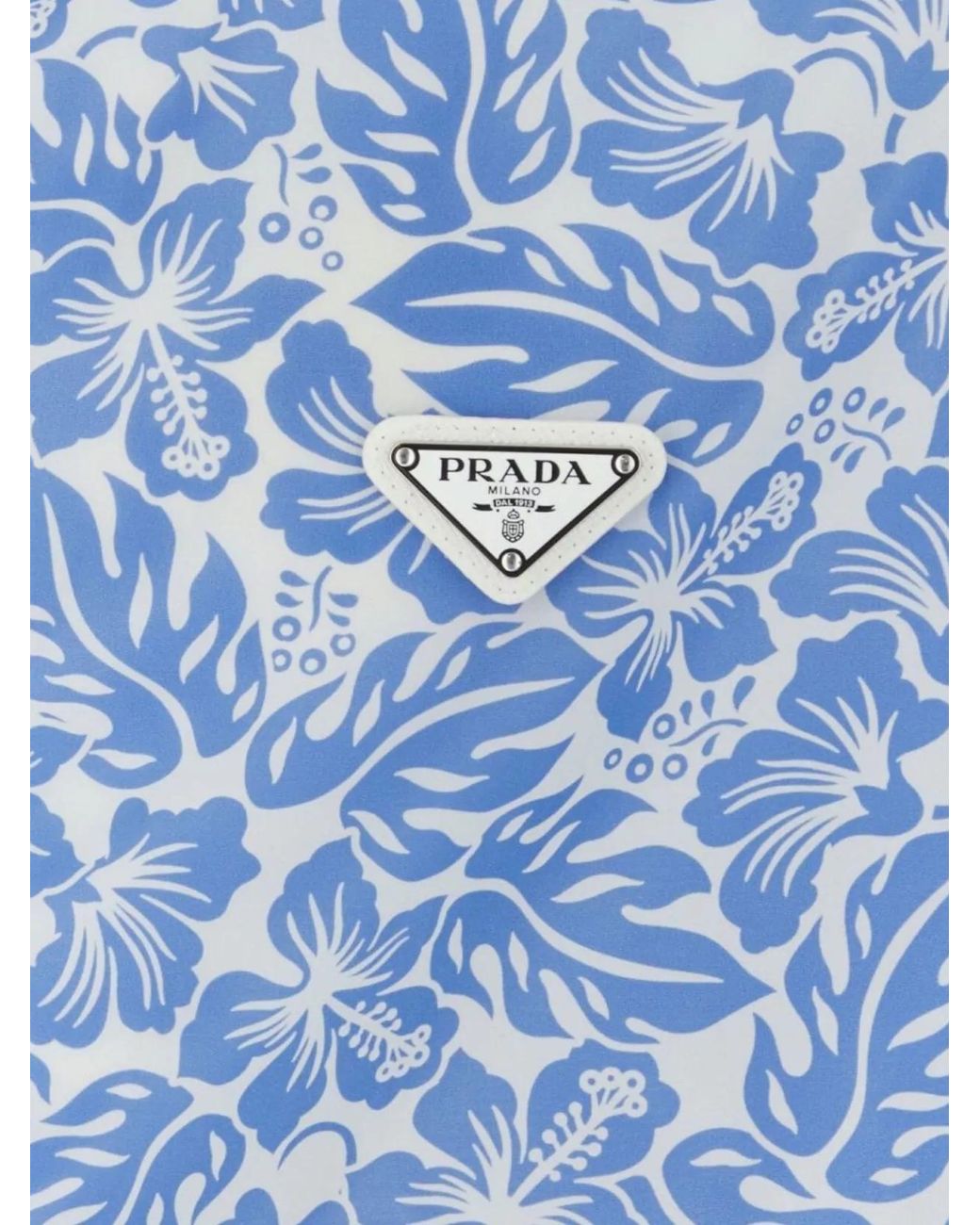 Prada Blue Hooded Floral Nylon Windbreaker for men