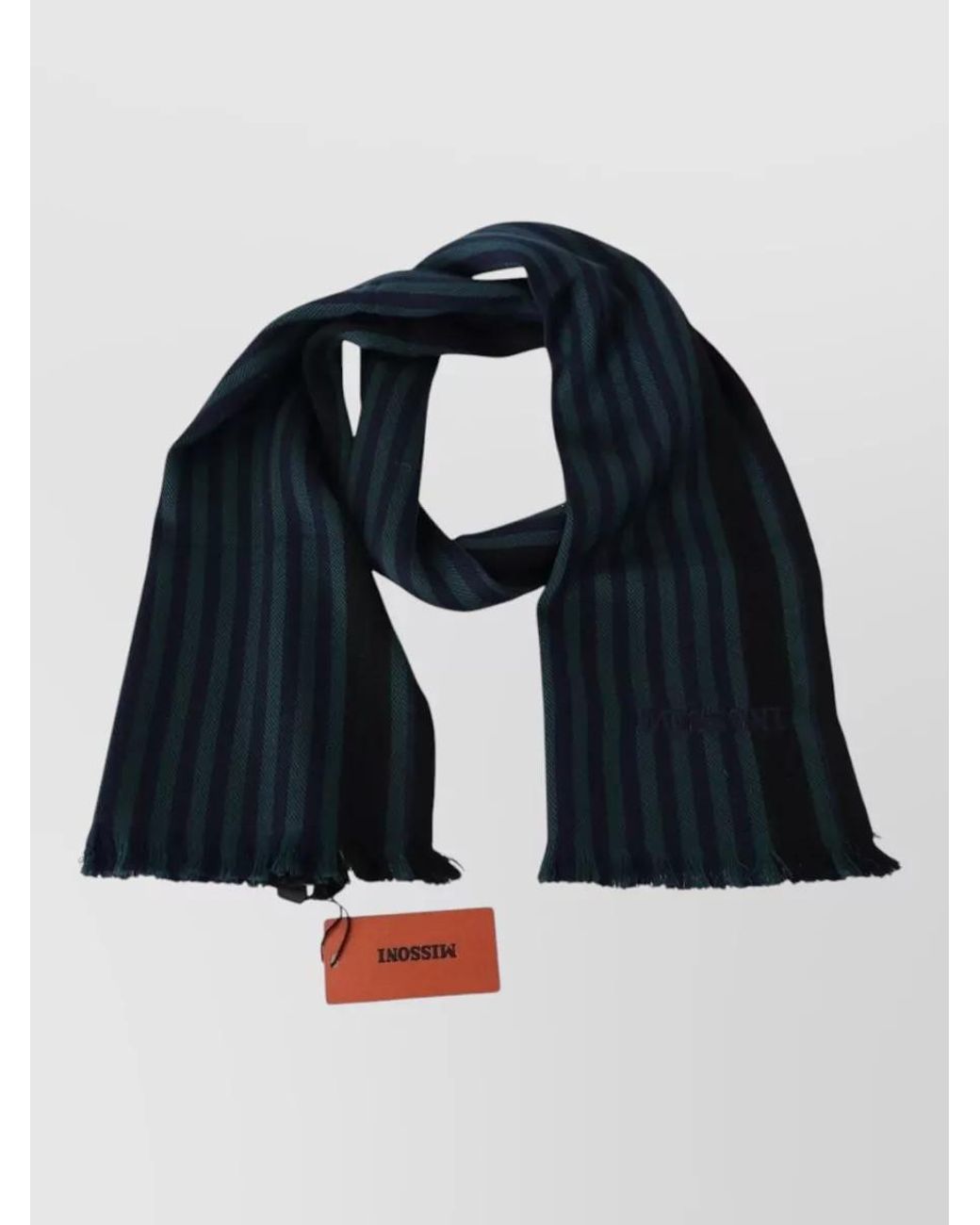 Missoni Blue Wool Striped Scarf for men