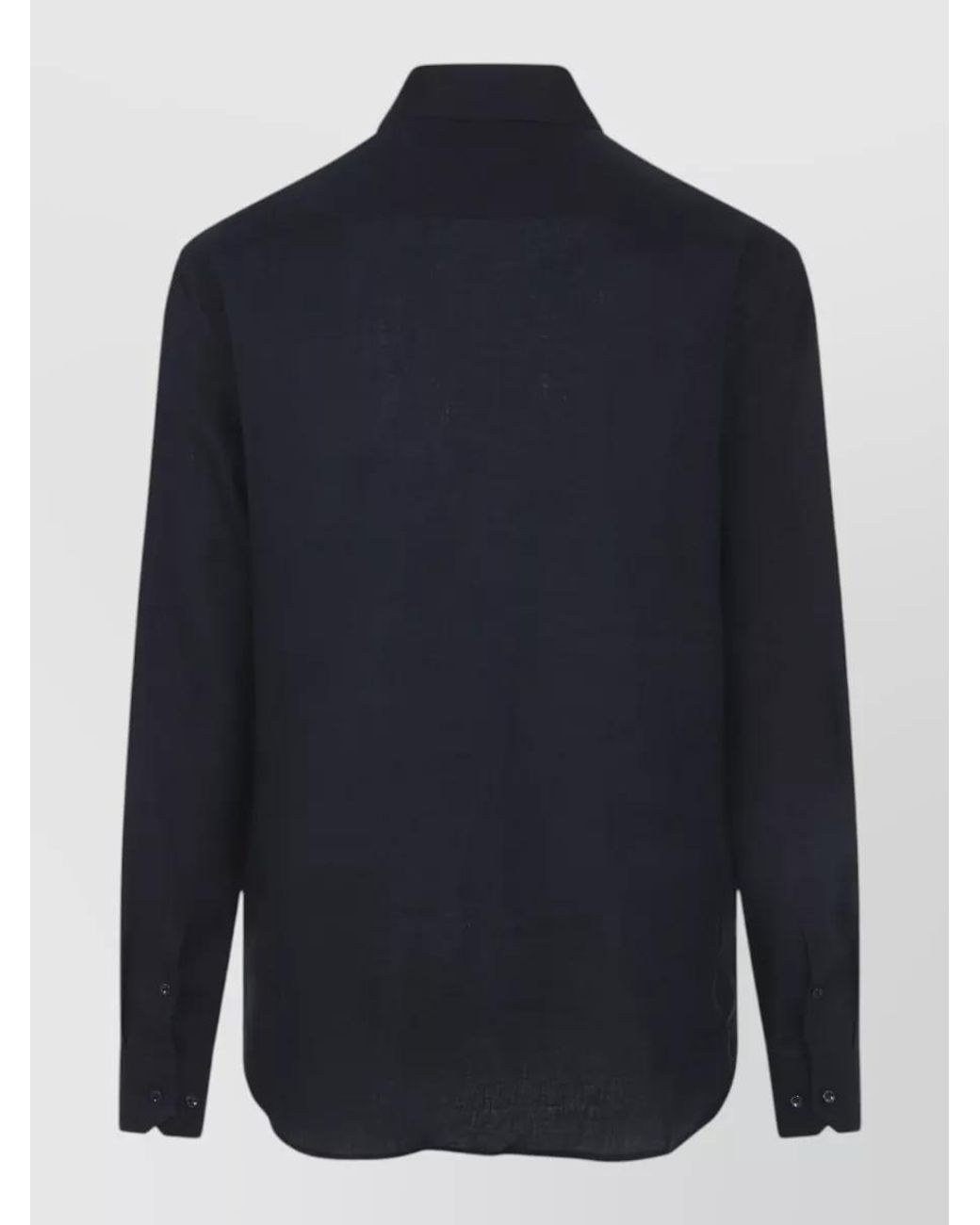 Giorgio Armani Blue Linen Long-Sleeve Shirt for men