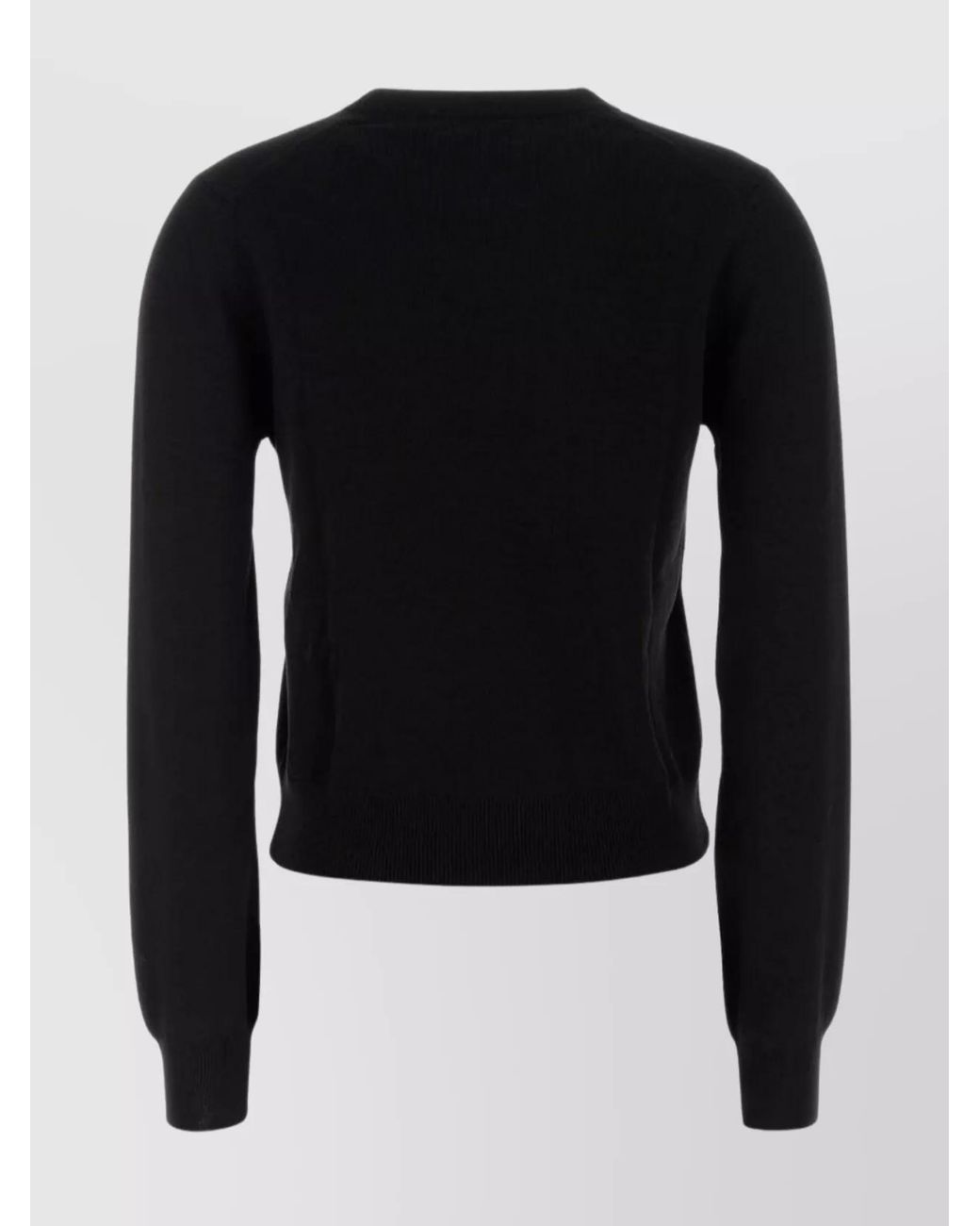 Maison Kitsuné Black Wool Ribbed Crew Neck Sweater