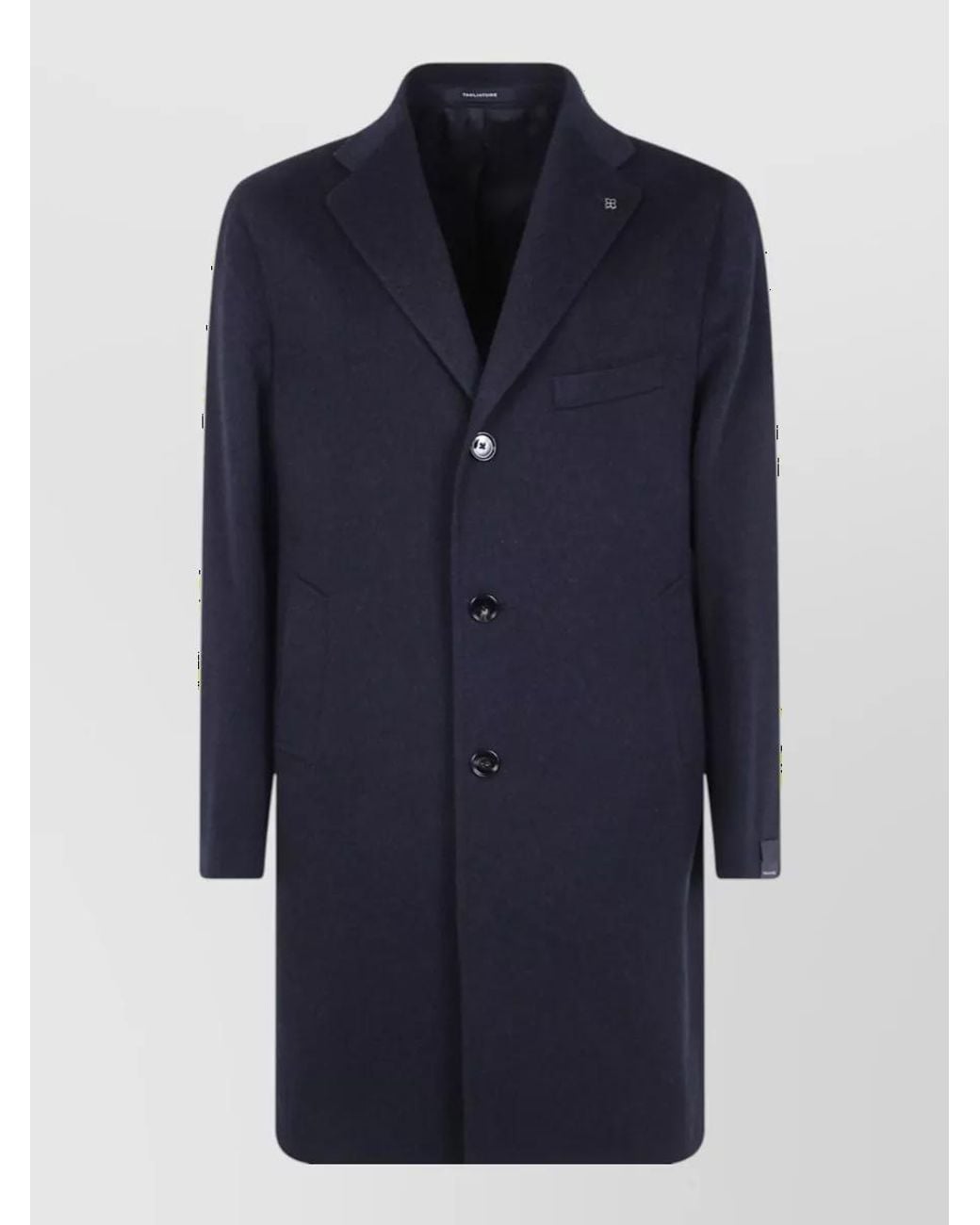 Tagliatore Blue Cashmere Wool Single-Breasted Coat for men