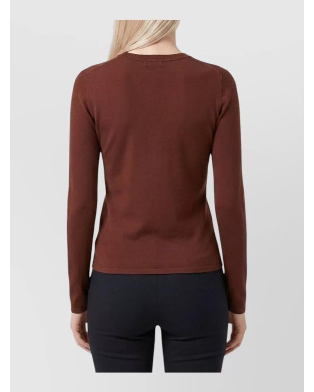 Saint Laurent Red Ribbed Sheer Fitted Long-Sleeve Top