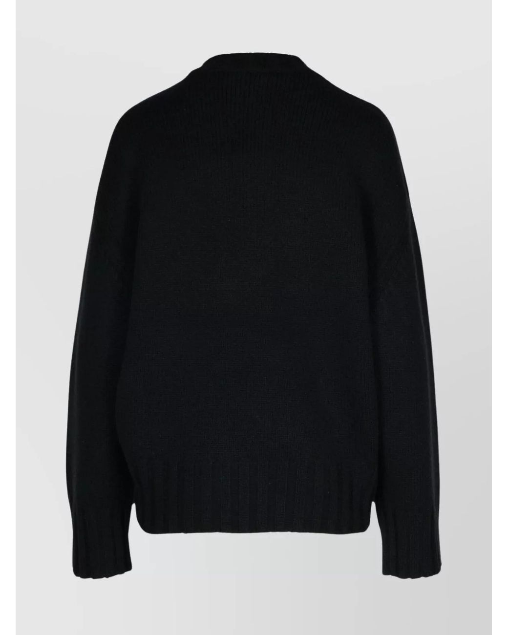 The Attico Black Cashmere Wool Ribbed Oversized Crewneck Jumper