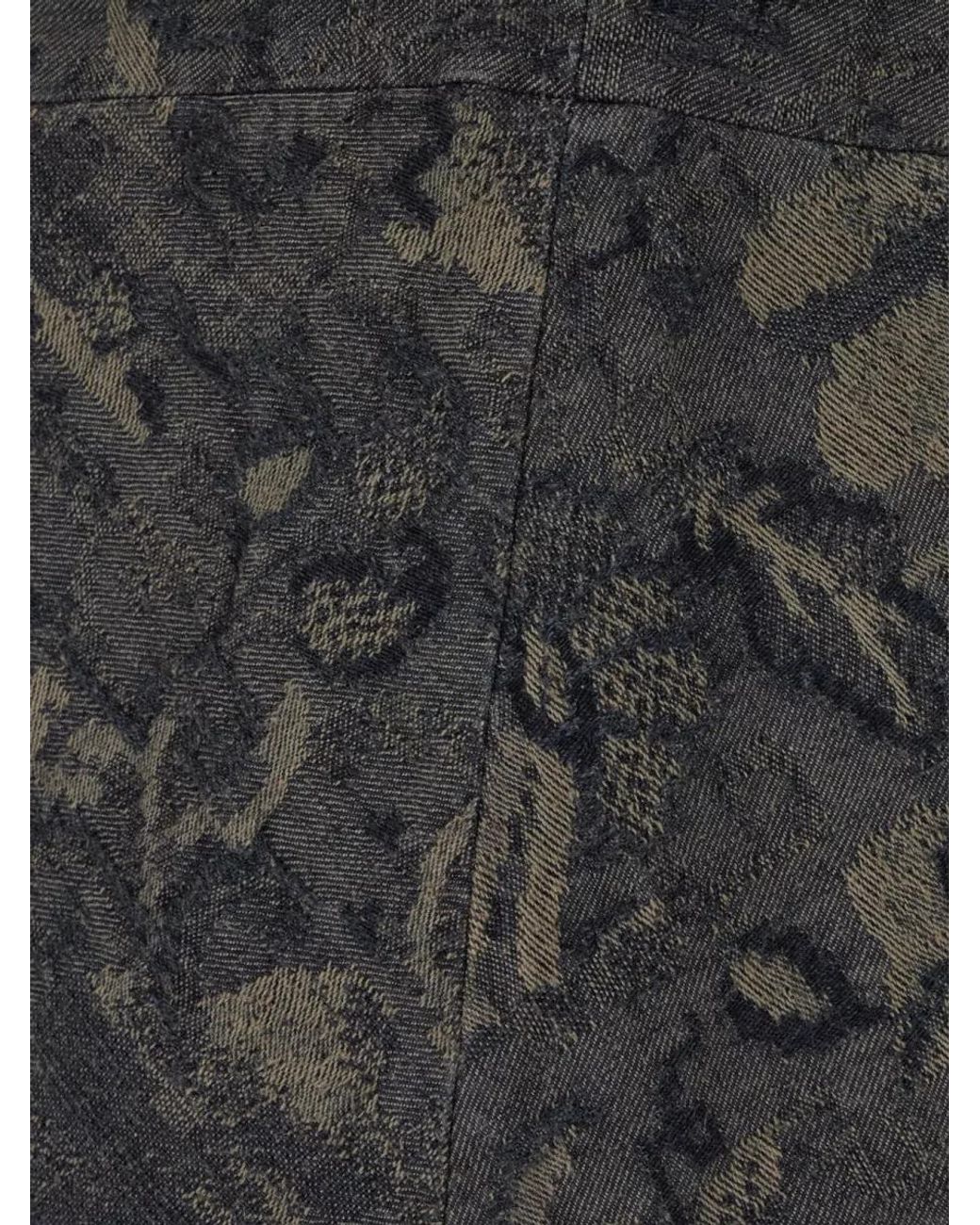 Giorgio Armani Black Denim Floral Jacquard Single-Breasted Coat