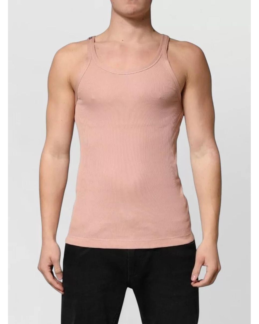 Dolce & Gabbana Pink Ribbed-Knit T-Shirt for men