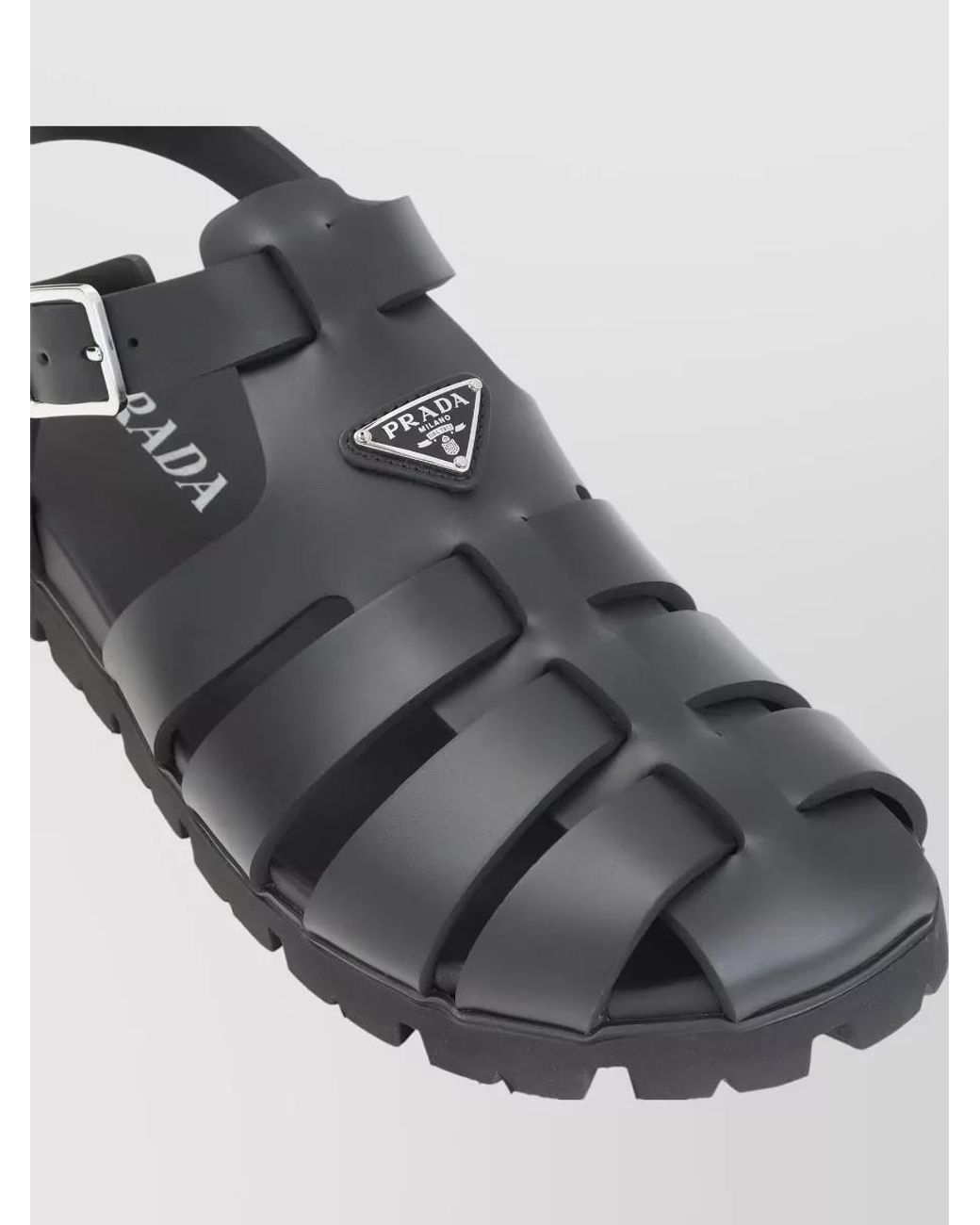 Prada Gray Leather Cage Sandals for men