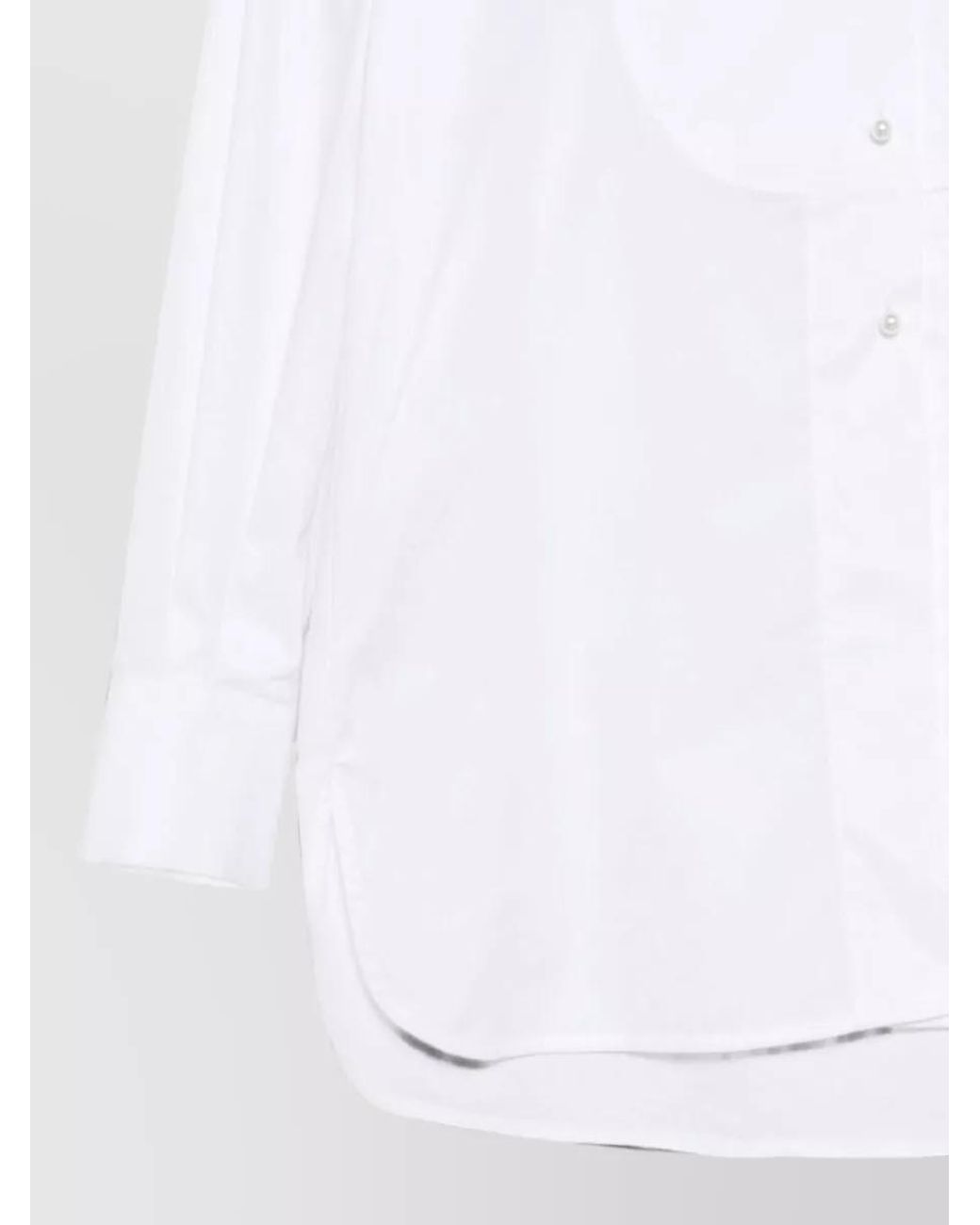 Semicouture White Cotton Band Collar Long-Sleeve Shirt