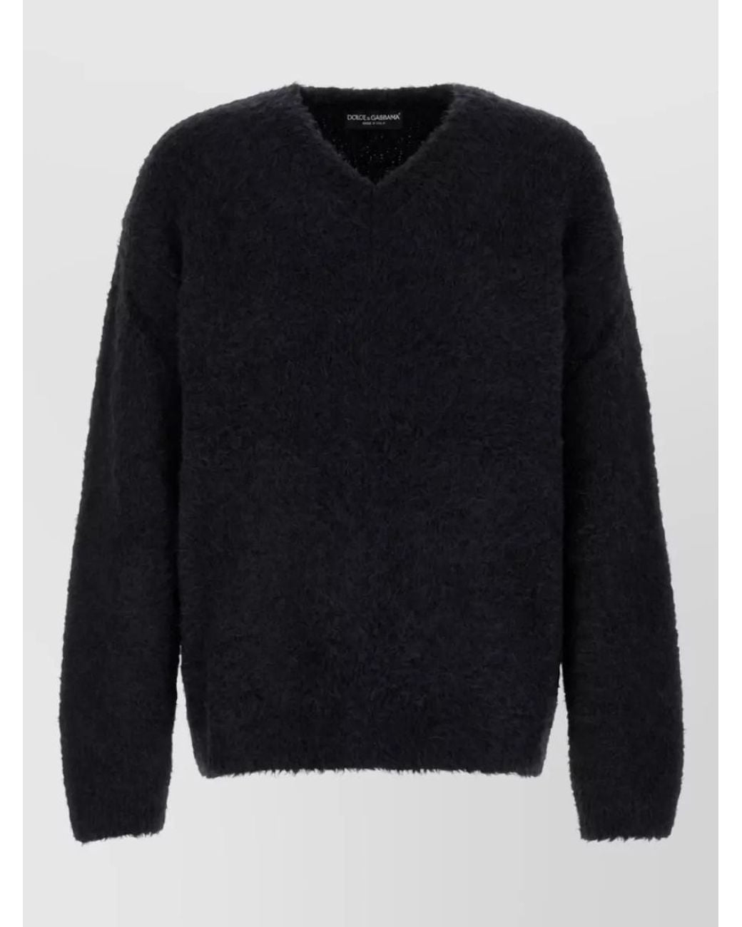 Dolce & Gabbana Blue Alpaca Blend Oversized V-Neck Long-Sleeve Jumper for men