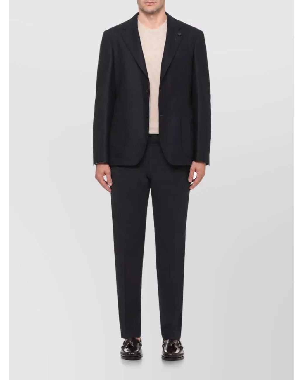 Lardini Black Virgin Wool Single-Breasted Suit Jacket for men