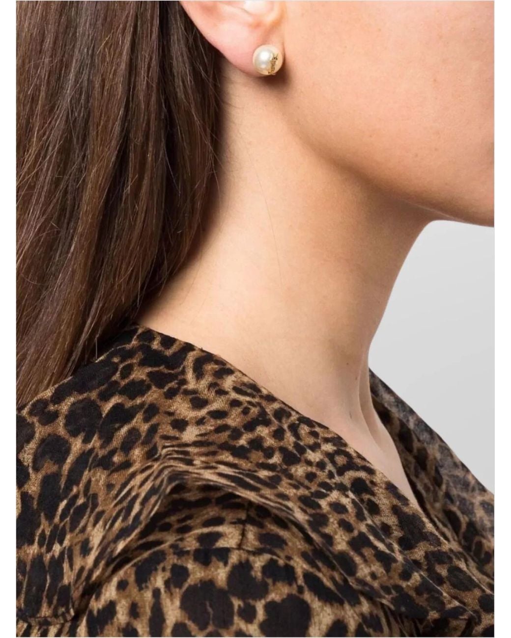 Saint Laurent Metallic Asymmetric Pearl Earrings